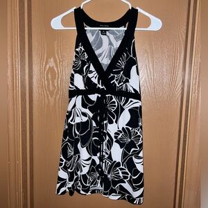 White House Black Market Halter Black and White Floral Tank Top